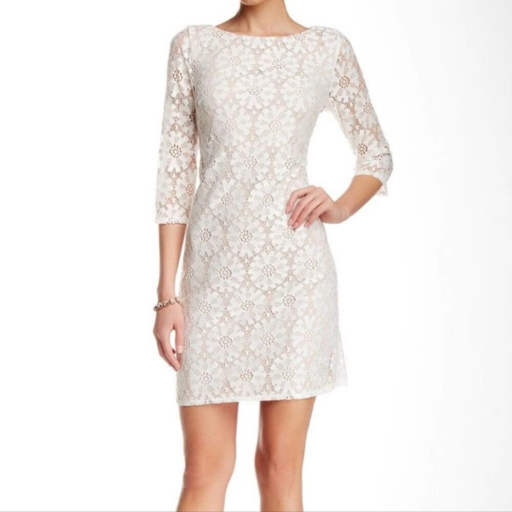 Eliza J Ivory Lace Shift Dress 6 EUC